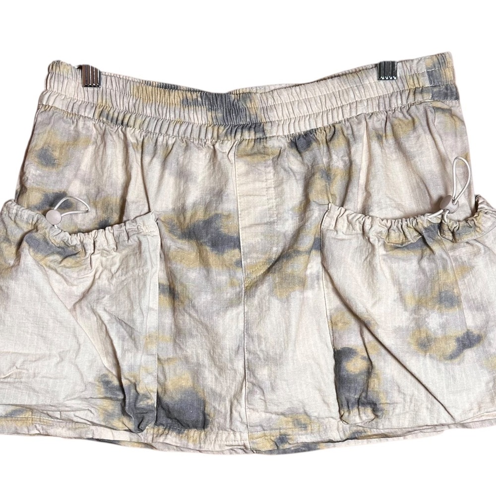 Zara Mini Skirt Womens L Camo Excellent Elastic Waist Cinch Pocket Grunge Y2K